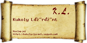 Kukoly Lóránt névjegykártya